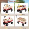 imageOutvita AllTerrain Cargo Wagon with 10 Air Tires Steel Structure Wagon with Removable Wooden Side Panels for Kids Garden and Cargo Up to 220lbs Capacity 38 L x 19 W x 31 H RedRed