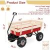 imageOutvita AllTerrain Cargo Wagon with 10 Air Tires Steel Structure Wagon with Removable Wooden Side Panels for Kids Garden and Cargo Up to 220lbs Capacity 38 L x 19 W x 31 H RedRed