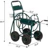 imageOutvita Garden Hose Reel Cart Hold Up to 300 ft of 58 HoseWater Hose Cart with 4 Wheels Heavy Duty Powdercoated Steel with Storage Basket for Garden Yard Lawn Green