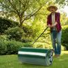 imageOutvita Lawn Roller 8 Gallons Water and Sand Filled Garden Drum Roller with U Shaped Handle Tow beind Sod Roller for Planting SeedingBlack  GreenGreen  Black