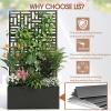 imageOutvita Metal Planter Box with Trellis 44 x 24 x 9 Raised Garden Bed with Drainage Holes for Climbing Plants Vegetables Vines Privacy Planters for Patio BlackBlack