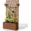 imageOutvita Metal Planter Box with Trellis 44 x 24 x 9 Raised Garden Bed with Drainage Holes for Climbing Plants Vegetables Vines Privacy Planters for Patio BlackBrown