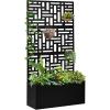imageOutvita Metal Planter Box with Trellis 44 x 24 x 9 Raised Garden Bed with Drainage Holes for Climbing Plants Vegetables Vines Privacy Planters for Patio BlackBlack