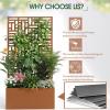 imageOutvita Metal Planter Box with Trellis 44 x 24 x 9 Raised Garden Bed with Drainage Holes for Climbing Plants Vegetables Vines Privacy Planters for Patio BlackBrown