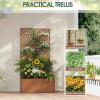 imageOutvita Metal Planter Box with Trellis 44 x 24 x 9 Raised Garden Bed with Drainage Holes for Climbing Plants Vegetables Vines Privacy Planters for Patio BlackBrown