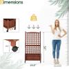 imageOutvita Mobile Wood Planter Box with Trellis amp Locking Wheels Standing Raised Garden Bed with Drainage Holes for Outdoor Climbing Plants Vine Flowers Herbs Cedar Brown