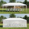 imageOutvita Outdoor Party Tent with Screen 10x20ft Canopy Shelter with Netting Side Walls and 2pcs Doors for Event Yard Patio BBQ Picnic Parties White10x20FT