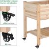 imageOutvita Raised Garden Bed on Wheels Mobile Elevated Wood Planter with Lockable Wheels Woven Fabric Cloth and Storage Shelf for Flowers Vegetables Backyard Balcony