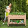 imageOutvita Raised Garden Bed on Wheels Mobile Elevated Wood Planter with Lockable Wheels Woven Fabric Cloth and Storage Shelf for Flowers Vegetables Backyard Balcony