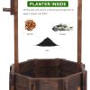 imageOutvita Wooden Planter Wishing Well with Height Adjustable Bucket amp Triangulated Roof for Garden Planter Patio Decoration Yard Ornamental Home Dcor