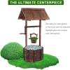 imageOutvita Wooden Planter Wishing Well with Height Adjustable Bucket amp Triangulated Roof for Garden Planter Patio Decoration Yard Ornamental Home Dcor