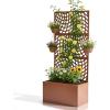 imageOutvita Metal Planter Box with Trellis 44 x 24 x 9 Raised Garden Bed with Drainage Holes for Climbing Plants Vegetables Vines Privacy Planters for Patio BlackBrown