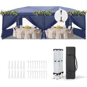 imageOutvita Canopy Tent Pop Up 10x20 ft One Push Setup Instant Outdoor Sun Shelter with 6pcs Sidewalls and Carry Bag for Party Wedding Graduation Event Commercial Trade