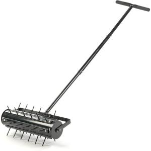 imageOutvita Lawn Aerator Garden Tool with Soil Core Tray 40 Manual Garden Plug Aerator for Grass Aeration Yard Aerators with Cleaning Tool for Compacted Soil Lawn Care BlackBlack