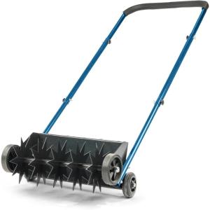 imageOutvita Lawn Aerator Garden Tool with Soil Core Tray 40 Manual Garden Plug Aerator for Grass Aeration Yard Aerators with Cleaning Tool for Compacted Soil Lawn Care BlackBLue