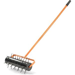 imageOutvita Lawn Aerator Garden Tool with Soil Core Tray 40 Manual Garden Plug Aerator for Grass Aeration Yard Aerators with Cleaning Tool for Compacted Soil Lawn Care BlackOrange