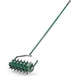 imageOutvita Lawn Aerator Garden Tool with Soil Core Tray 40 Manual Garden Plug Aerator for Grass Aeration Yard Aerators with Cleaning Tool for Compacted Soil Lawn Care BlackGreen