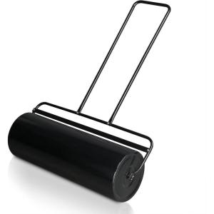 imageOutvita Lawn Roller 8 Gallons Water and Sand Filled Garden Drum Roller with U Shaped Handle Tow beind Sod Roller for Planting SeedingBlack  GreenBlack