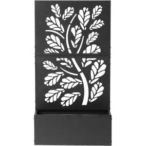 imageOutvita Metal Planter Box with Trellis 44 x 24 x 9 Raised Garden Bed with Drainage Holes for Climbing Plants Vegetables Vines Privacy Planters for Patio BlackBlack