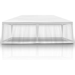 imageOutvita Outdoor Party Tent with Screen 10x20ft Canopy Shelter with Netting Side Walls and 2pcs Doors for Event Yard Patio BBQ Picnic Parties White10x20FT