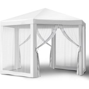 imageOutvita Outdoor Party Tent with Screen 10x20ft Canopy Shelter with Netting Side Walls and 2pcs Doors for Event Yard Patio BBQ Picnic Parties White13x13FT