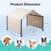 imageOutvita Dog Shade 4x4x33 Dog Tent Outdoor Dog Shelter for Outside Large Dogs Sun Rain Snow Canopy for Big Animal with Waterproof Cover Ground Stake Deep GrayCreamy White