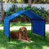 imageOutvita Dog Shade 4x4x33 Dog Tent Outdoor Dog Shelter for Outside Large Dogs Sun Rain Snow Canopy for Big Animal with Waterproof Cover Ground Stake Deep GrayBlue