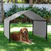 imageOutvita Dog Shade 4x4x33 Dog Tent Outdoor Dog Shelter for Outside Large Dogs Sun Rain Snow Canopy for Big Animal with Waterproof Cover Ground Stake Deep GrayDeep Gray