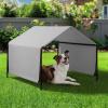 imageOutvita Dog Shade 4x4x33 Dog Tent Outdoor Dog Shelter for Outside Large Dogs Sun Rain Snow Canopy for Big Animal with Waterproof Cover Ground Stake Deep GrayDeep Gray