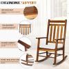 imageOutvita Outdoor Rocking Chair Solid Wood High Back Rocker All Weather Lounge Chair with Padded Cushions for Porch Patio Fire Pit Garden Backyard Deck Indoor GreenNatural Chair WCushion