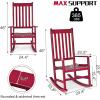 imageOutvita Outdoor Rocking Chair Solid Wood High Back Rocker All Weather Lounge Chair with Padded Cushions for Porch Patio Fire Pit Garden Backyard Deck Indoor GreenRed