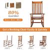 imageOutvita Outdoor Rocking Chair Solid Wood High Back Rocker All Weather Lounge Chair with Padded Cushions for Porch Patio Fire Pit Garden Backyard Deck Indoor GreenNatural