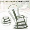 imageOutvita Outdoor Rocking Chair Solid Wood High Back Rocker All Weather Lounge Chair with Padded Cushions for Porch Patio Fire Pit Garden Backyard Deck Indoor GreenGreen Chair WCushion