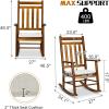 imageOutvita Outdoor Rocking Chair Solid Wood High Back Rocker All Weather Lounge Chair with Padded Cushions for Porch Patio Fire Pit Garden Backyard Deck Indoor GreenNatural Chair WCushion
