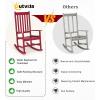 imageOutvita Outdoor Rocking Chair Solid Wood High Back Rocker All Weather Lounge Chair with Padded Cushions for Porch Patio Fire Pit Garden Backyard Deck Indoor GreenRed