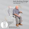 imageOutvita Outdoor Rocking Chair Solid Wood High Back Rocker All Weather Lounge Chair with Padded Cushions for Porch Patio Fire Pit Garden Backyard Deck Indoor GreenWhite