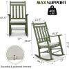 imageOutvita Outdoor Rocking Chair Solid Wood High Back Rocker All Weather Lounge Chair with Padded Cushions for Porch Patio Fire Pit Garden Backyard Deck Indoor GreenGreen Chair WCushion