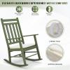 imageOutvita Outdoor Rocking Chair Solid Wood High Back Rocker All Weather Lounge Chair with Padded Cushions for Porch Patio Fire Pit Garden Backyard Deck Indoor GreenGreen Chair WCushion