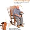imageOutvita Outdoor Rocking Chair Solid Wood High Back Rocker All Weather Lounge Chair with Padded Cushions for Porch Patio Fire Pit Garden Backyard Deck Indoor GreenNatural