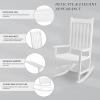 imageOutvita Outdoor Rocking Chair Solid Wood High Back Rocker All Weather Lounge Chair with Padded Cushions for Porch Patio Fire Pit Garden Backyard Deck Indoor GreenWhite