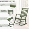 imageOutvita Outdoor Rocking Chair Solid Wood High Back Rocker All Weather Lounge Chair with Padded Cushions for Porch Patio Fire Pit Garden Backyard Deck Indoor GreenGreen Chair WCushion