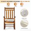 imageOutvita Outdoor Rocking Chair Solid Wood High Back Rocker All Weather Lounge Chair with Padded Cushions for Porch Patio Fire Pit Garden Backyard Deck Indoor GreenNatural Chair WCushion