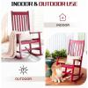 imageOutvita Outdoor Rocking Chair Solid Wood High Back Rocker All Weather Lounge Chair with Padded Cushions for Porch Patio Fire Pit Garden Backyard Deck Indoor GreenRed