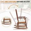 imageOutvita Outdoor Rocking Chair Solid Wood High Back Rocker All Weather Lounge Chair with Padded Cushions for Porch Patio Fire Pit Garden Backyard Deck Indoor GreenNatural Chair WCushion