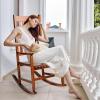 imageOutvita Outdoor Rocking Chair Solid Wood High Back Rocker All Weather Lounge Chair with Padded Cushions for Porch Patio Fire Pit Garden Backyard Deck Indoor GreenNatural