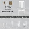 imageOutvita Outdoor Rocking Chair Solid Wood High Back Rocker All Weather Lounge Chair with Padded Cushions for Porch Patio Fire Pit Garden Backyard Deck Indoor GreenWhite