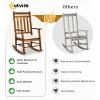 imageOutvita Outdoor Rocking Chair Solid Wood High Back Rocker All Weather Lounge Chair with Padded Cushions for Porch Patio Fire Pit Garden Backyard Deck Indoor GreenNatural Chair WCushion