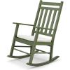 imageOutvita Outdoor Rocking Chair Solid Wood High Back Rocker All Weather Lounge Chair with Padded Cushions for Porch Patio Fire Pit Garden Backyard Deck Indoor GreenGreen Chair WCushion