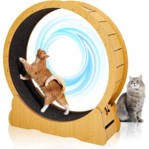 imageOutvita Cat Exercise Wheel for Quiet Running Indoor Use 394 Cat Treadmill with Detachable Carpet Cats Exerciser Helps Cats to Lose Weight and Keep Health Easy to Install Natural Wood394 in