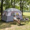 imageOutvita 6 Person Camping Tent with Carry Bag Waterproof Windproof Easy Setup Portable Family Camping Tent with 1 Mesh Door amp 5 Large Mesh Windows 10X9X83inGray